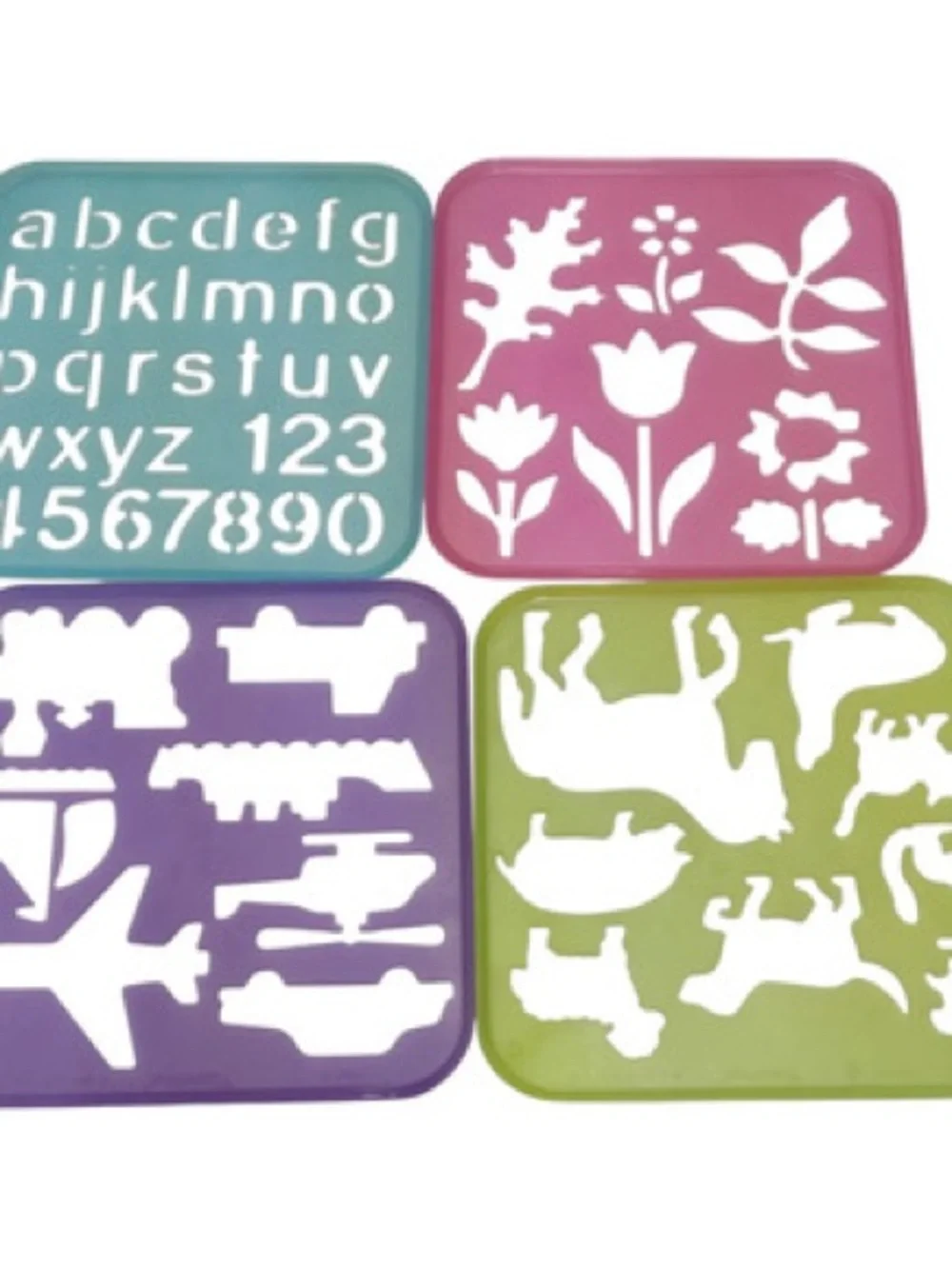 Tupperware Kids Learning Stencil Set - Purple, Lime Green, Pink, Blue